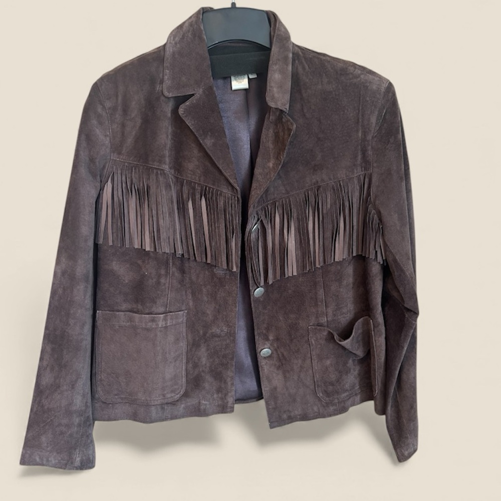 Suede Fringe Jacket - Brown